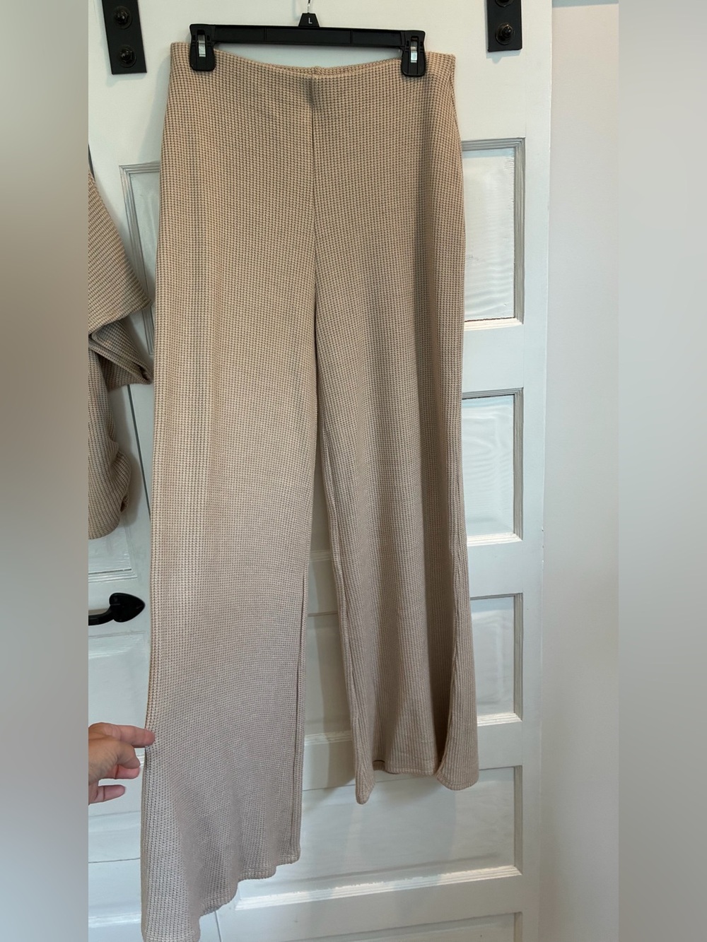 Zenana Ribbed Wide-Leg Knit Pants - Taupe - Picture 4 of 4
